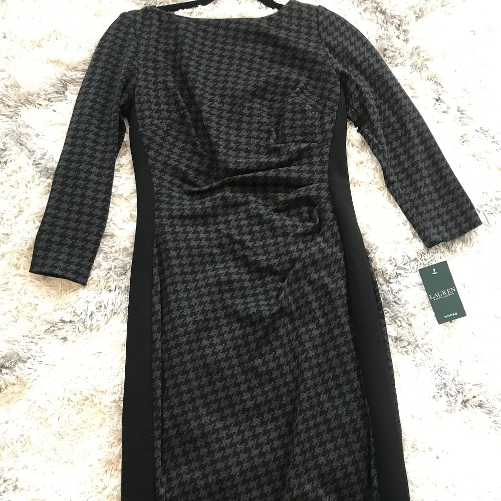 Ralph Lauren Womens Black Houndstooth 3/4 Sleeve